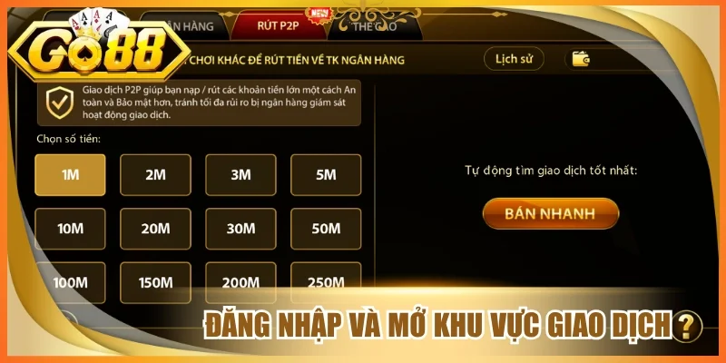 Đăng nhập và mở khu vực giao dịch